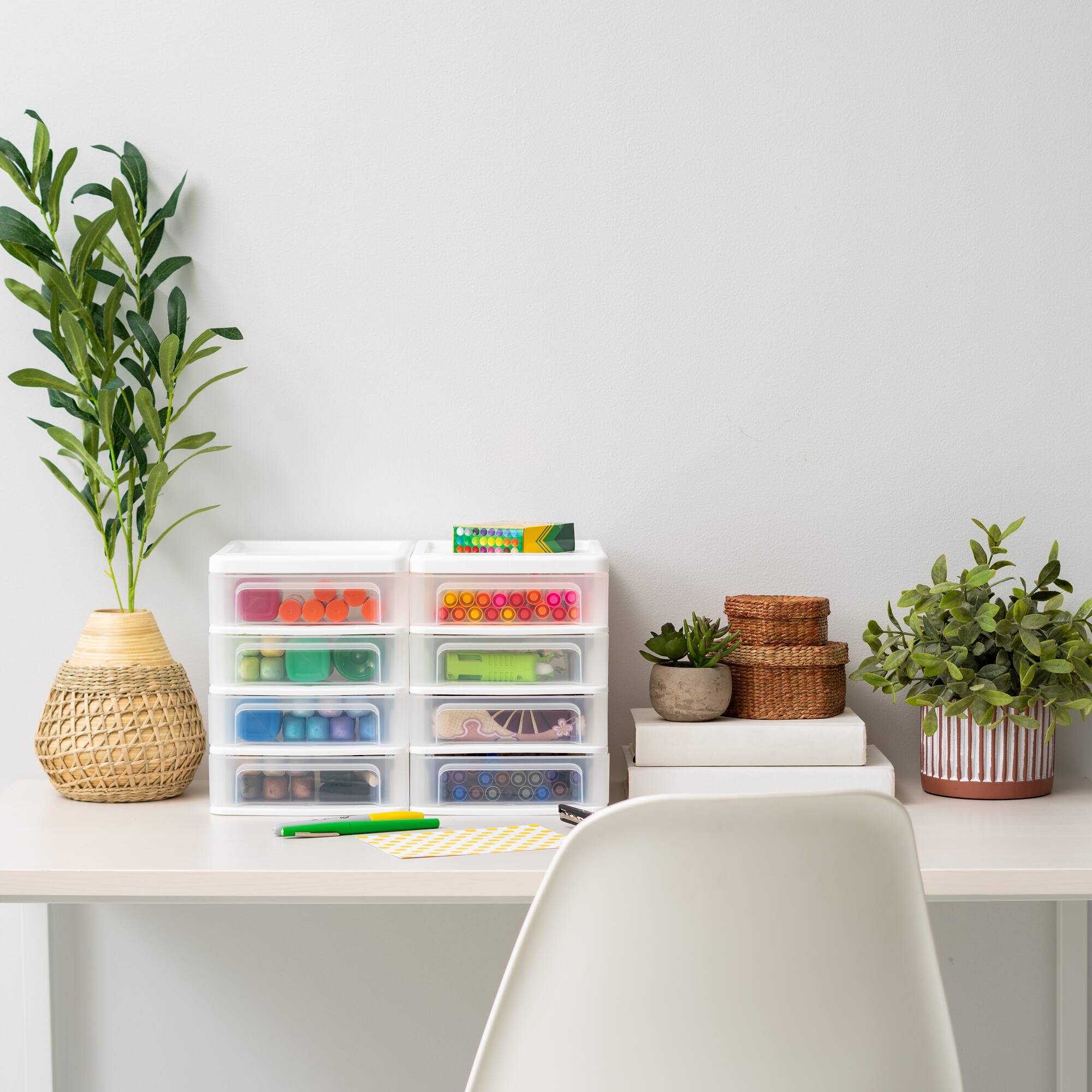IRIS White 4-Drawer Compact Desktop System Set